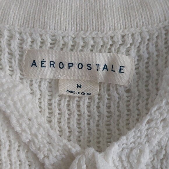 Aeropostale White Cropped Tie-Front Crop Top Women's Size M - Picture 4 of 11